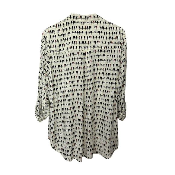 Jane and Delancey Parrot Birds Shirt Top HiLo Soft Roll Tab Womens 1X Novelty - Picture 3 of 8